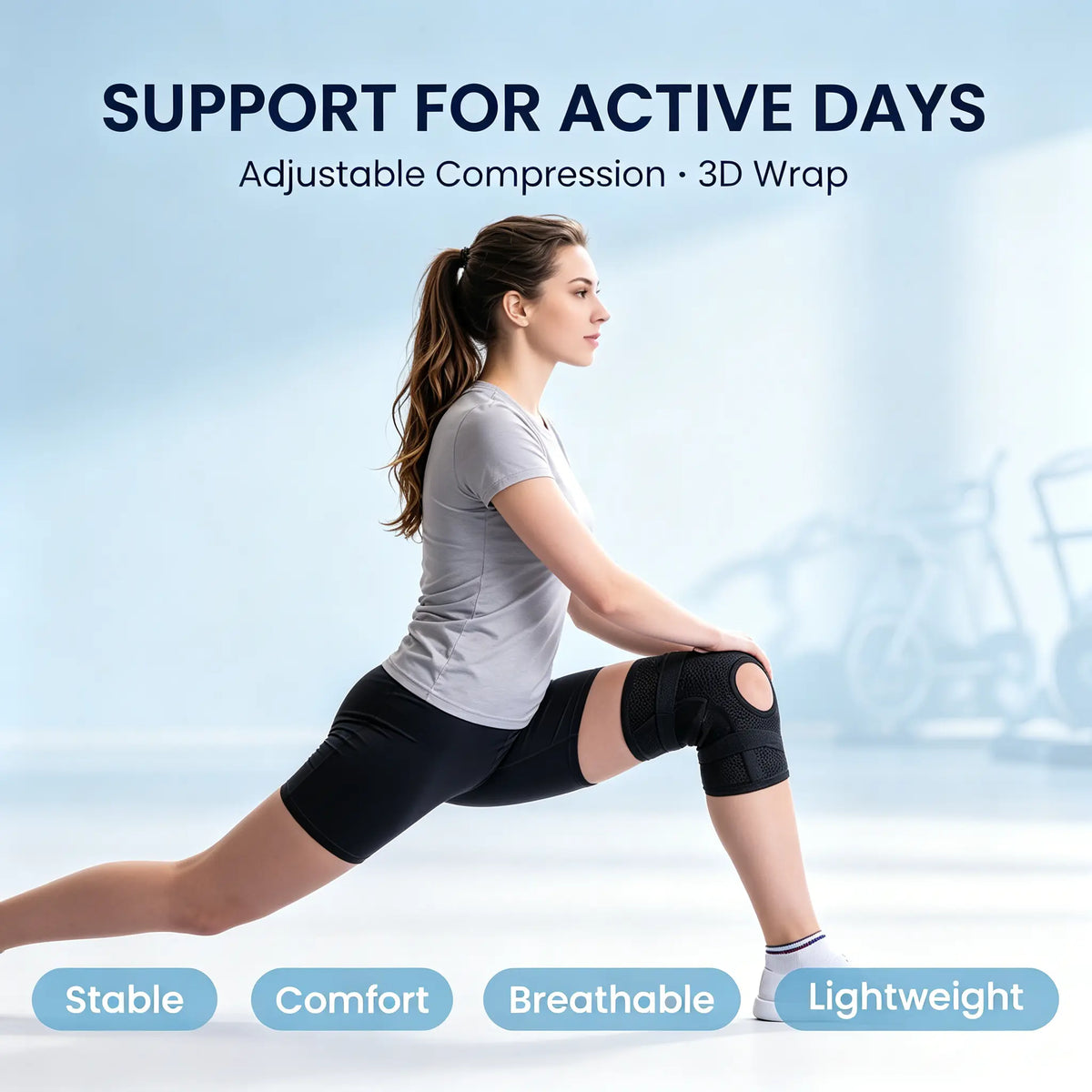 Unisex Adjustable Knee Brace - Breathable Polyester Mesh Fabric, Open-Patella Design for Running Relief, Hiking/Light Outdoor Use, Sporty Protective Gear for Arthritis Pain Relief
