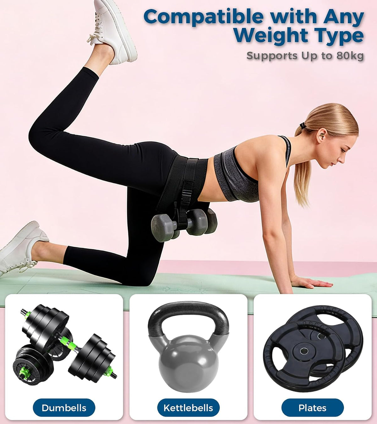 Elevate Your Workouts with Our Adjustable Hip Thrust Belt – Slip-Resistant Padding for Maximum Comfort and Support with Dumbbells, Kettlebells & Plates