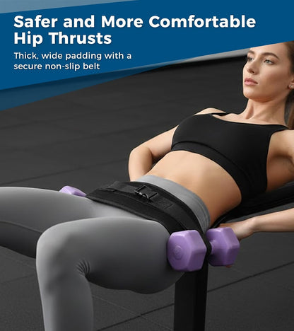 Elevate Your Workouts with Our Adjustable Hip Thrust Belt – Slip-Resistant Padding for Maximum Comfort and Support with Dumbbells, Kettlebells & Plates