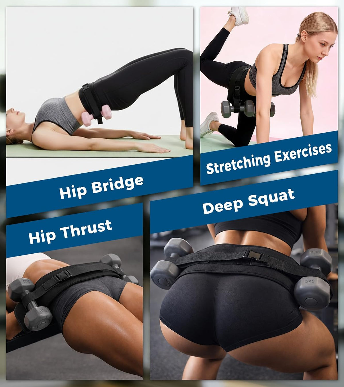 Elevate Your Workouts with Our Adjustable Hip Thrust Belt – Slip-Resistant Padding for Maximum Comfort and Support with Dumbbells, Kettlebells & Plates